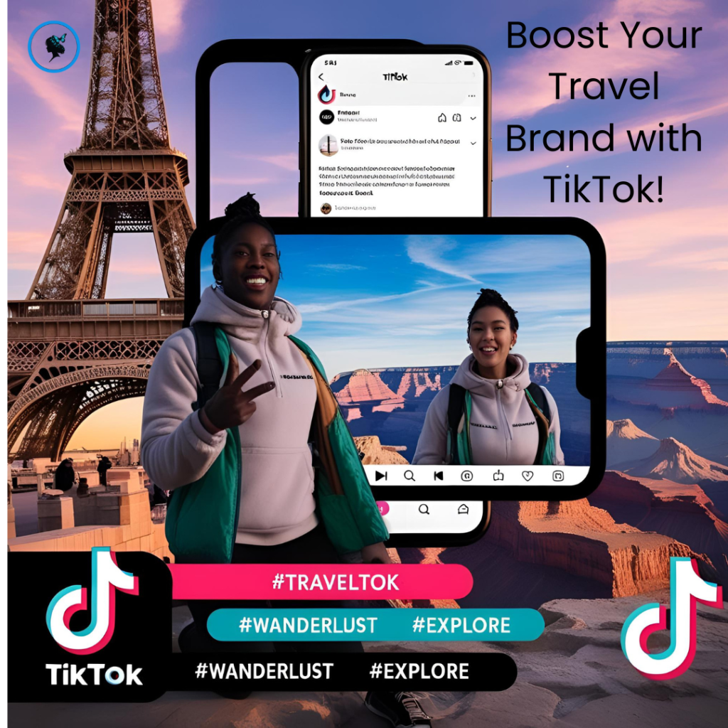 travel imagery and 2 girls with phones