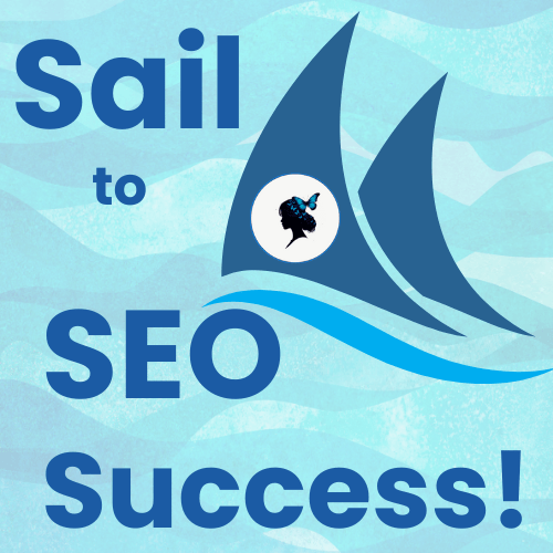 A Sail to SEO Success logo set against a bright blue backdrop, representing a journey towards online marketing success.