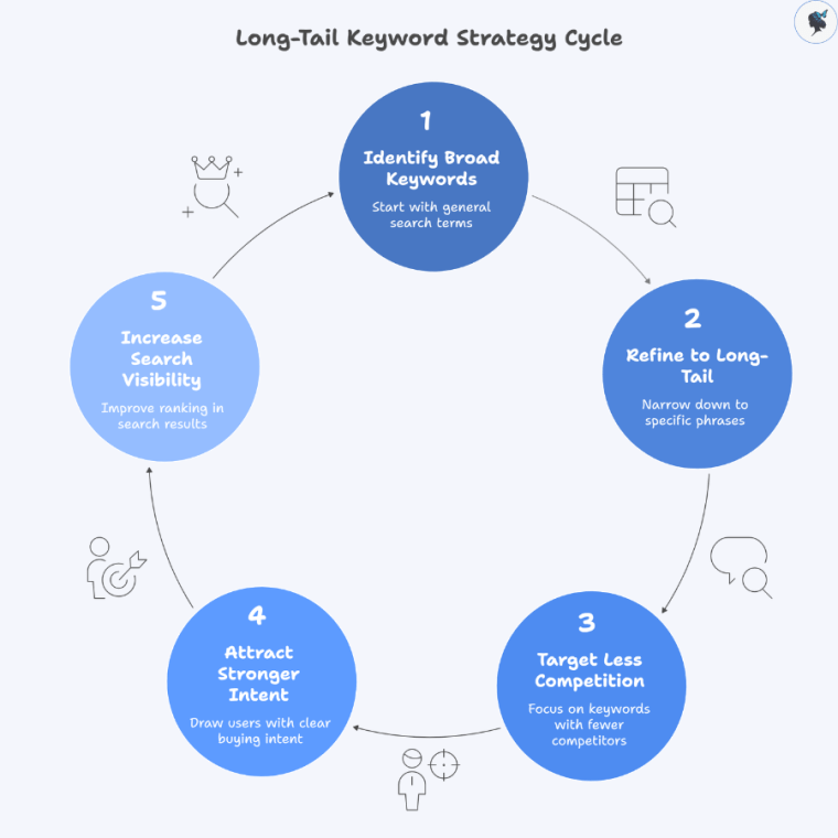 infograph: Long-tail keyword strategy cycle